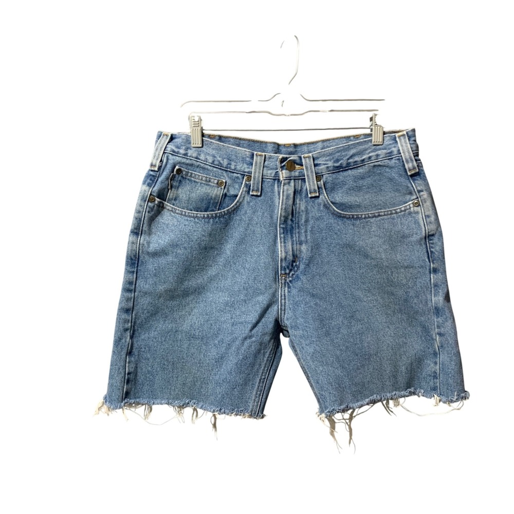 Carhartt Mens Light Wash‎ Denim Cutoff Shorts Raw Hem Blue Size 33
